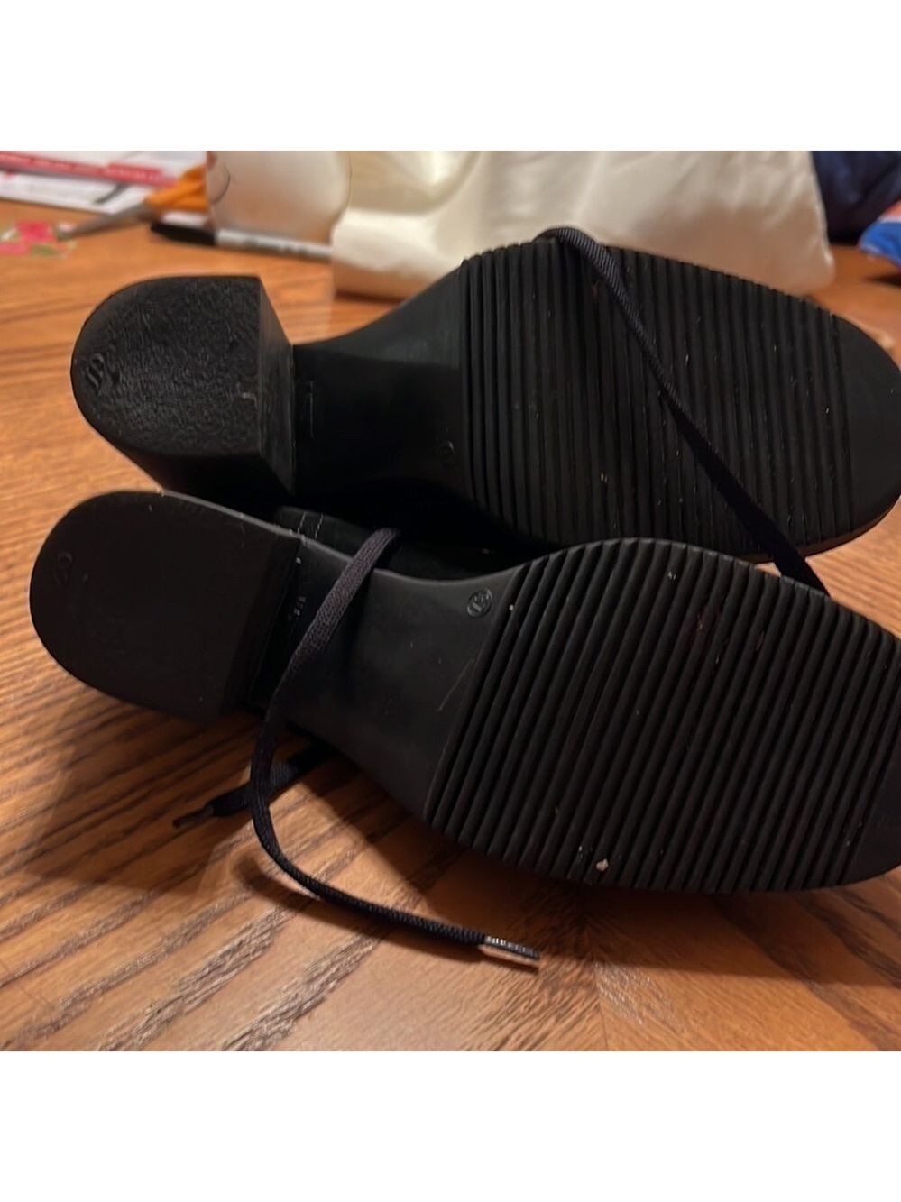 Graphique Black Lace Up Booties Chunky Block Heel Size 7 - Picture 5 of 6